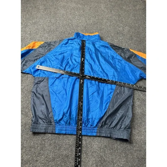 Mens Nike Nylon Windbreaker Blue Orange Snap Pullover 1990s, Size L